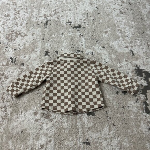 French Connection Baby Brown & Tan Checkered Button Up Jacket Size 0-3 Months - Picture 2 of 3